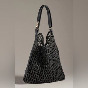 NWT Anthropologie mesh raffia shoulder bag black
